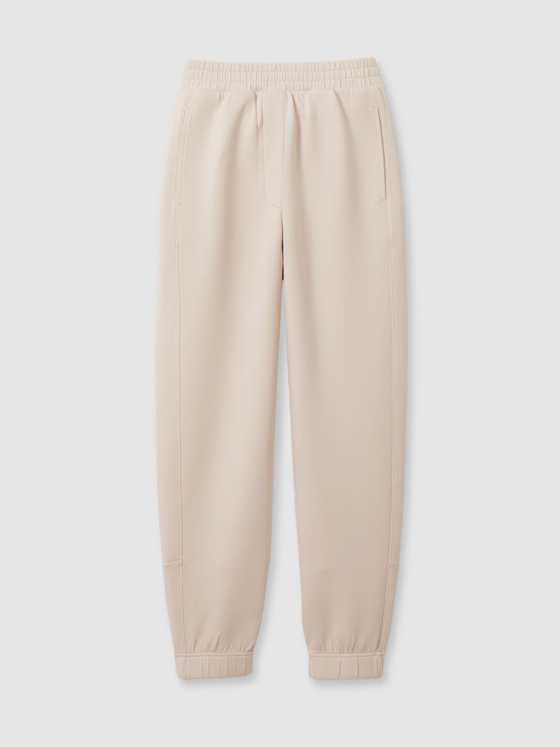 Tapered Elasticated Waist Joggers in Stone Product Image