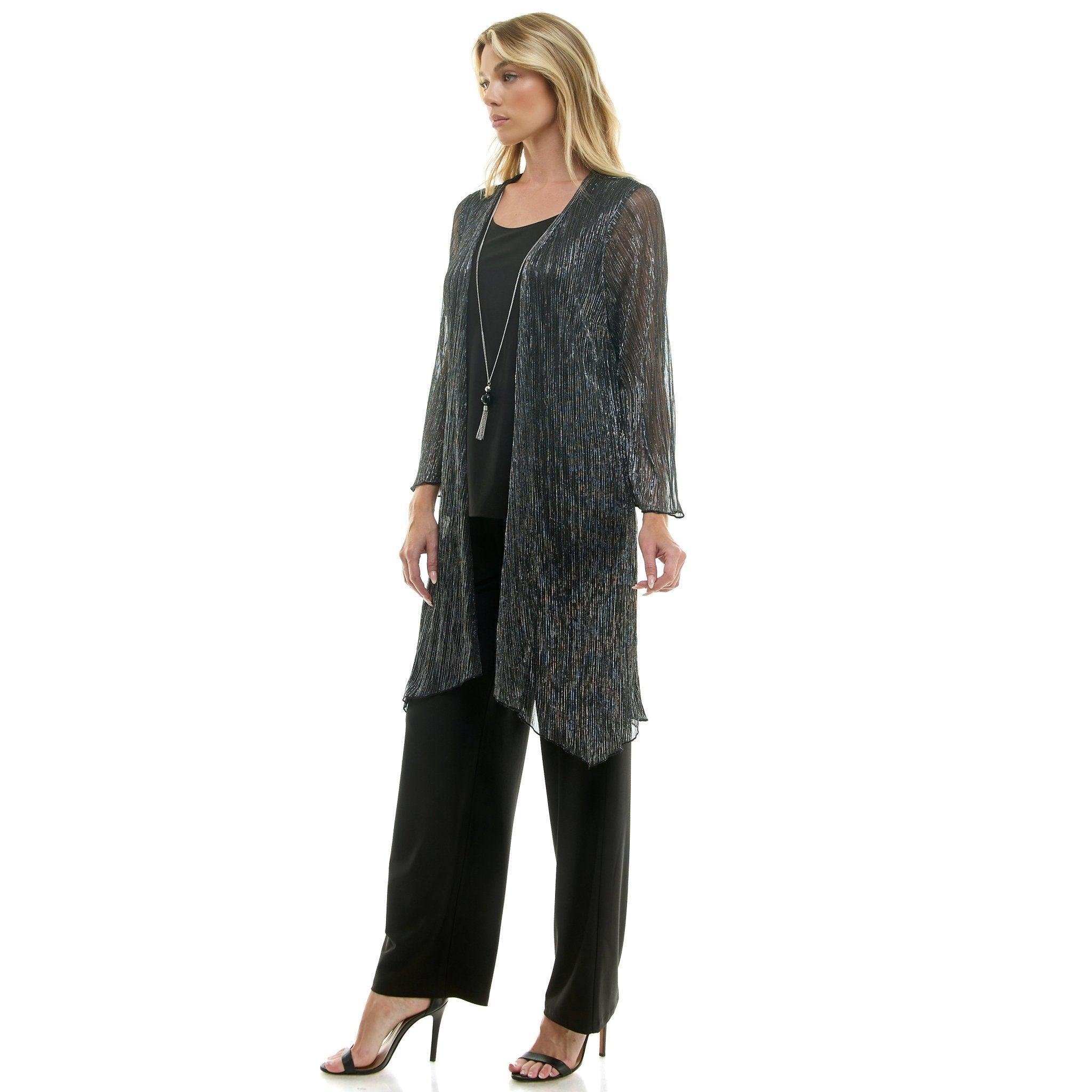 2Fer Pant Set w/ Detachable Necklace- Black/Silver Product Image