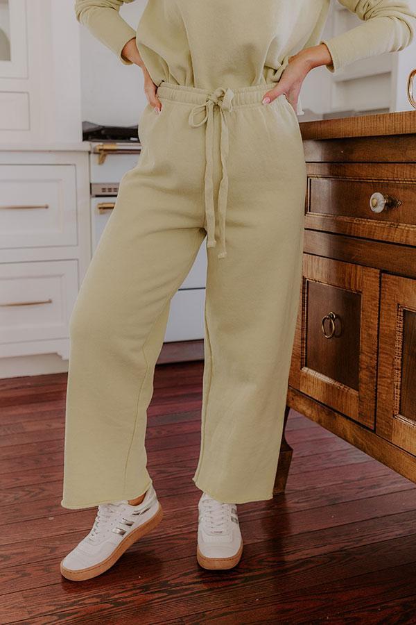 Cozy Cues High Waist Wide Leg Pants in Light Chartreuse Product Image