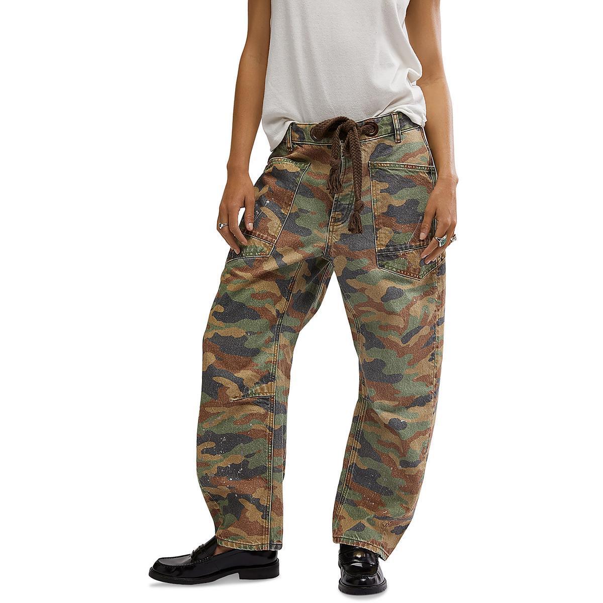 FREE PEOPLE Womens Cotton Mid-rise Wide Leg Jeans In Multi Product Image