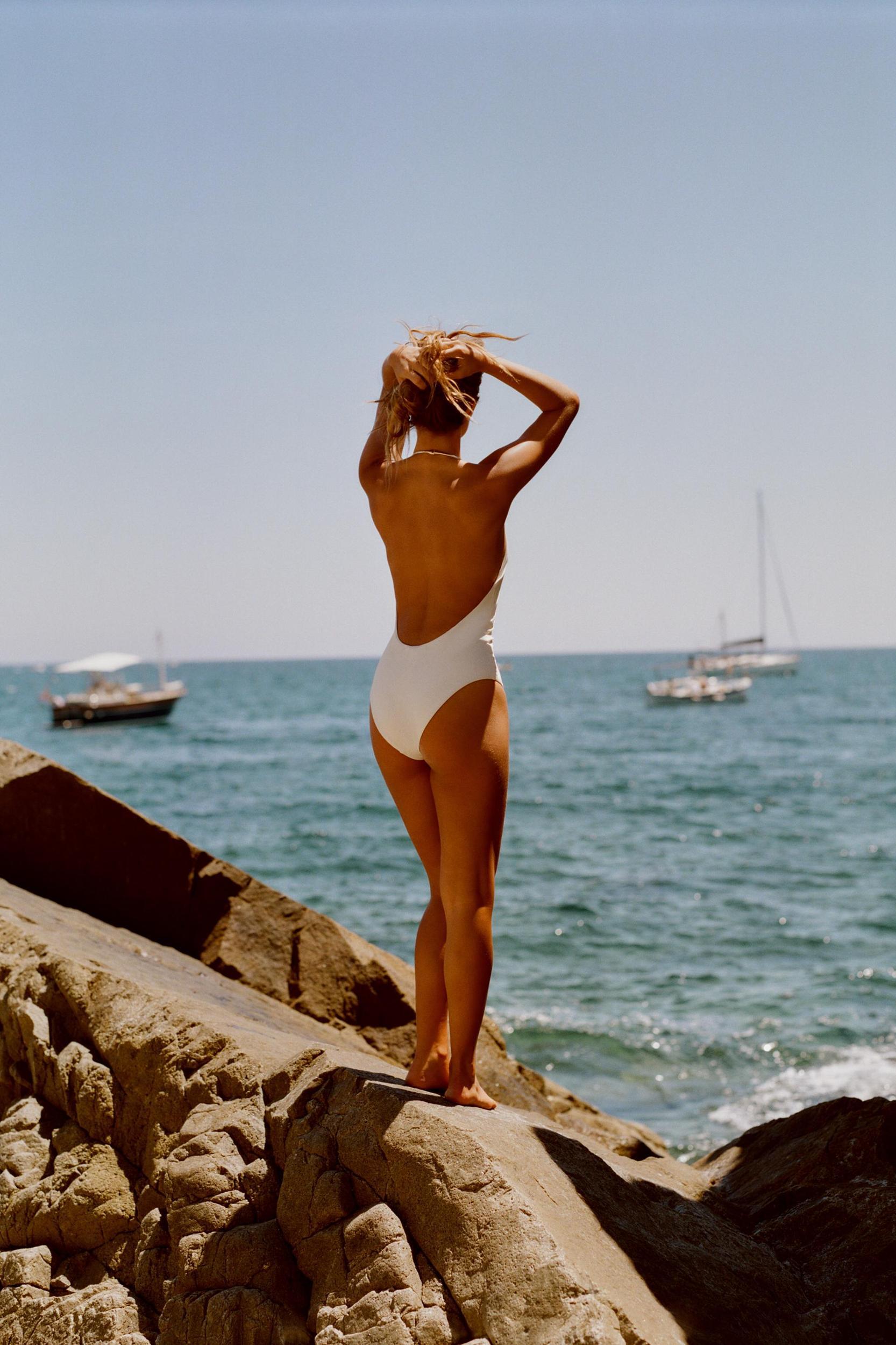 HALTER SWIMSUIT WITH METAL COLLAR Product Image