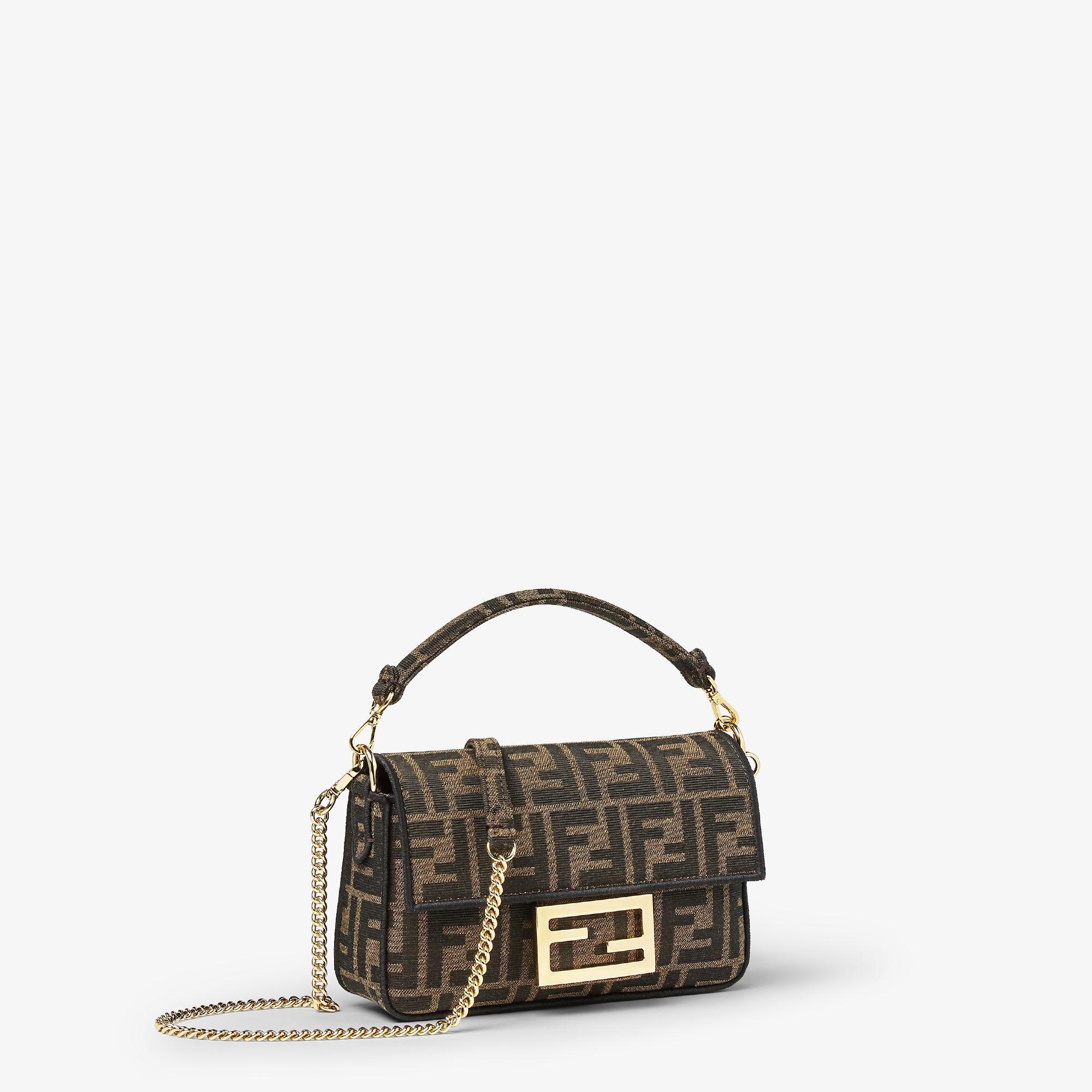 Baguette MiniBrown FF jacquard fabric bag Product Image