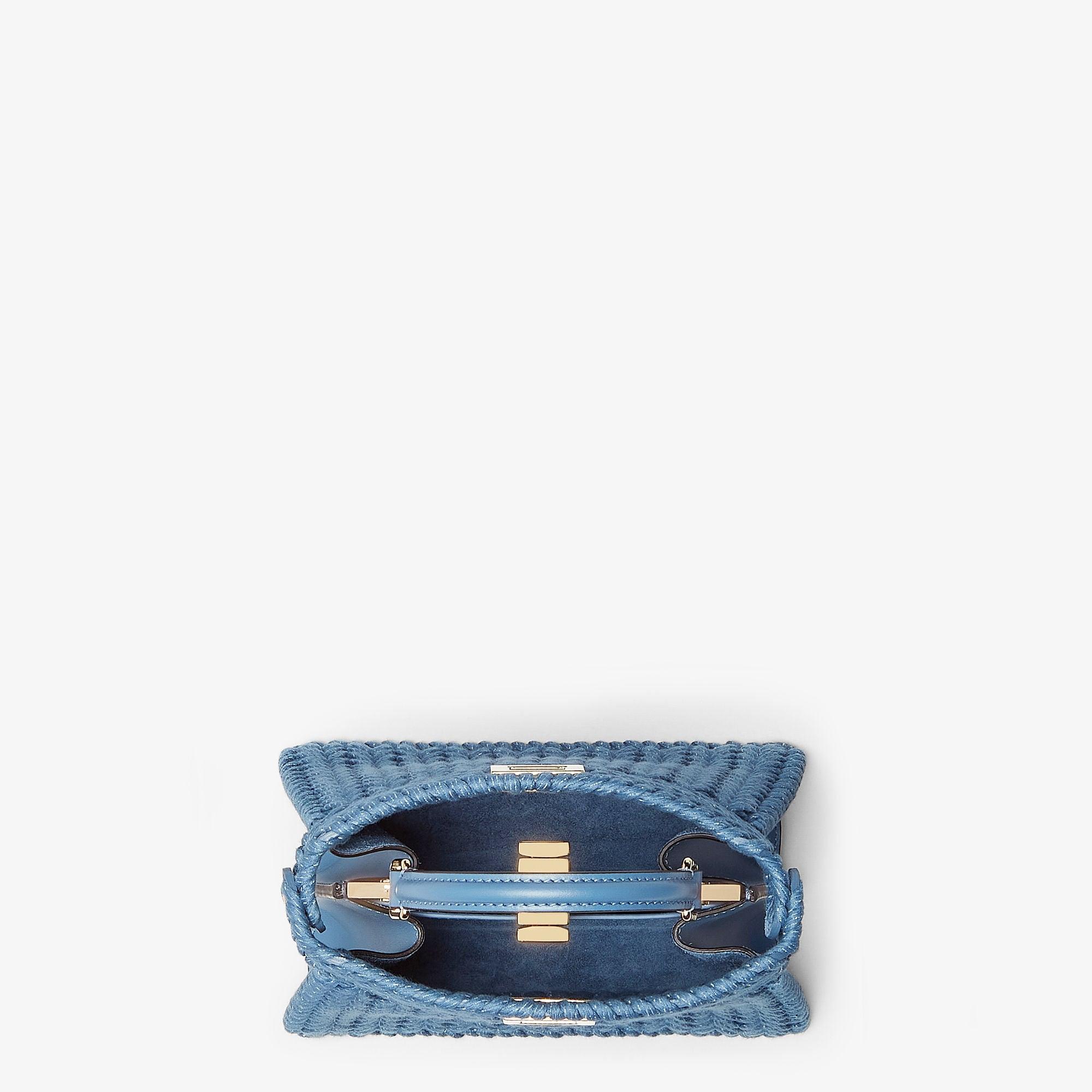 Peekaboo ISeeU PetiteBlue jacquard interlaced leather bag Product Image