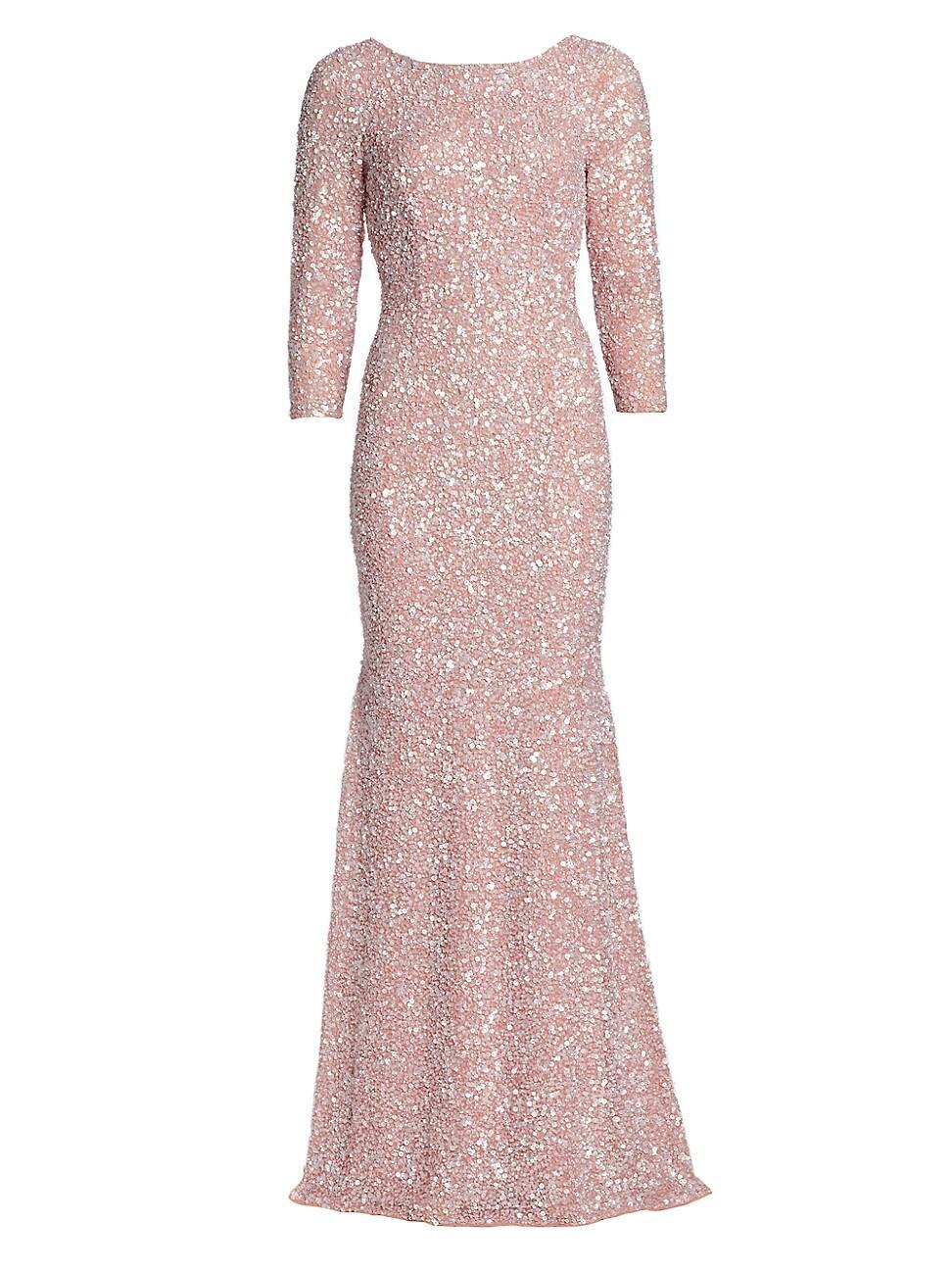 Womens Three-Quarter Sleeve Sequin Sheath Gown Product Image
