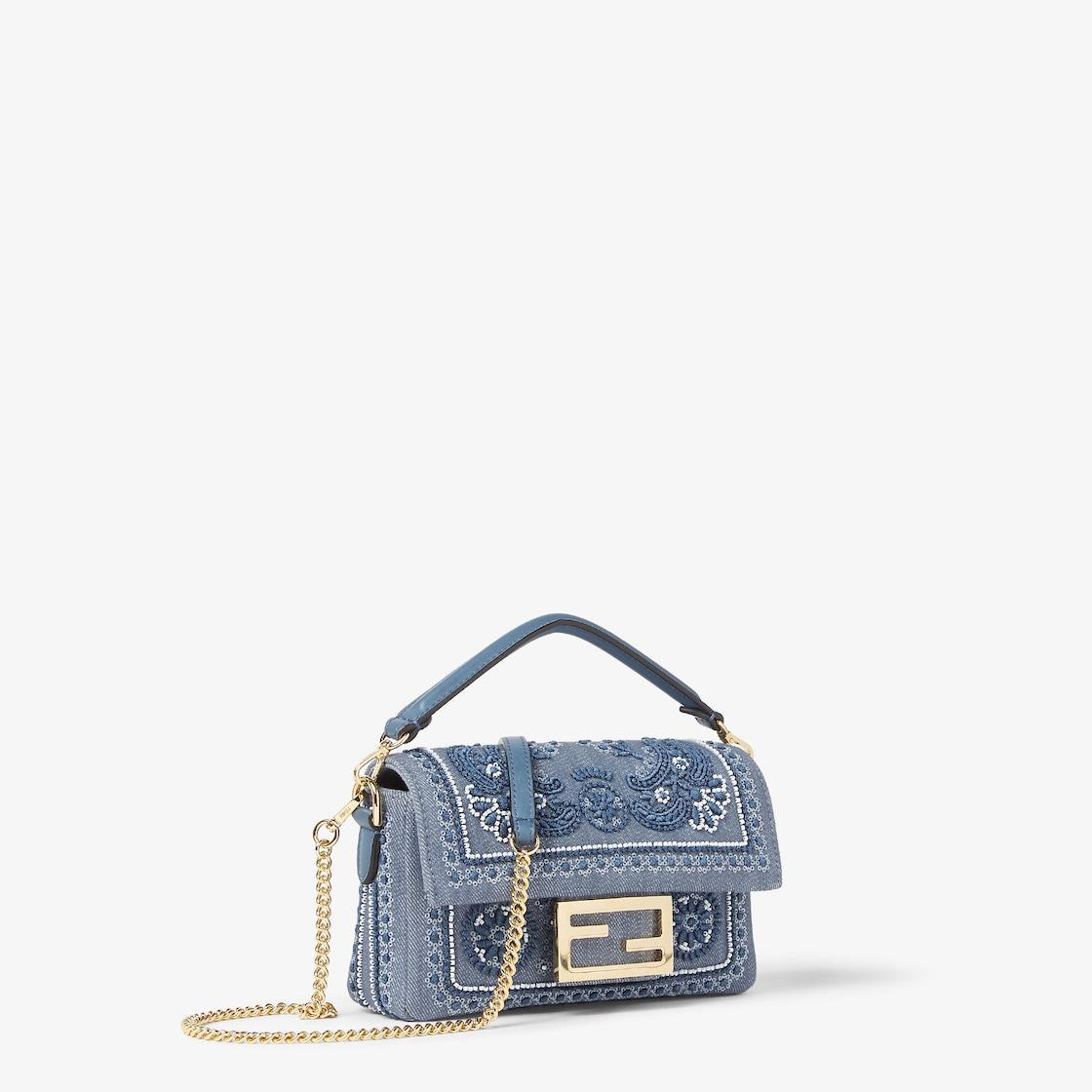 Baguette MiniDenim bag with Coral Bandana embroidery Product Image