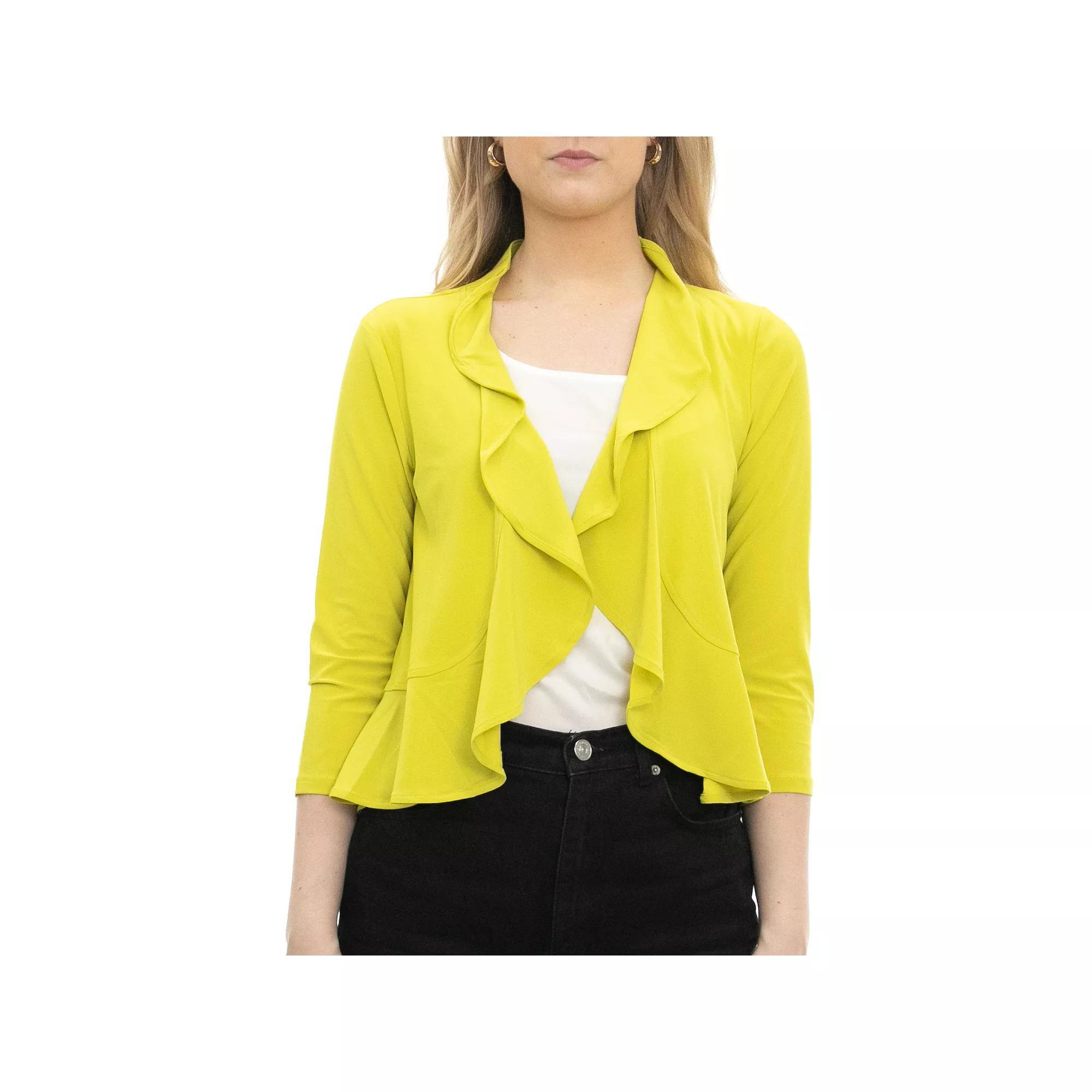 Womens Nina Leonard Chiffon-Back Ruffle Bolero Green Product Image