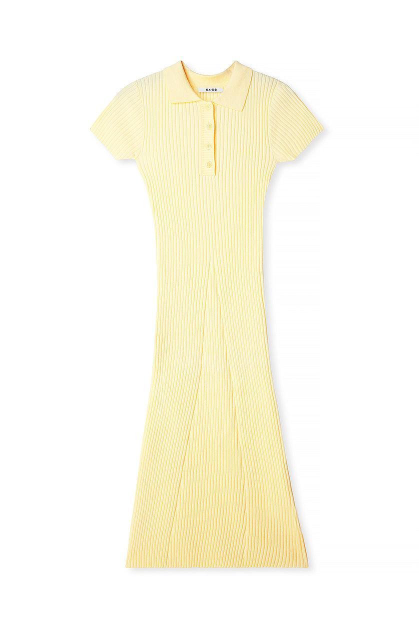 Knitted Short Sleeve Button Dress Product Image