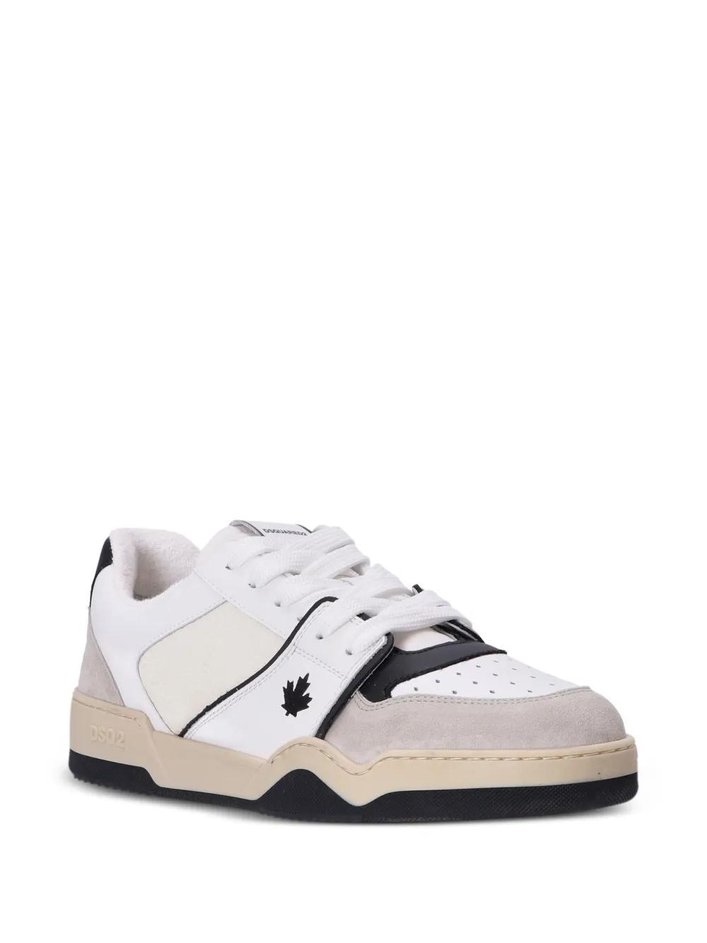 Spiker leaf-embroidered leather sneakers Product Image