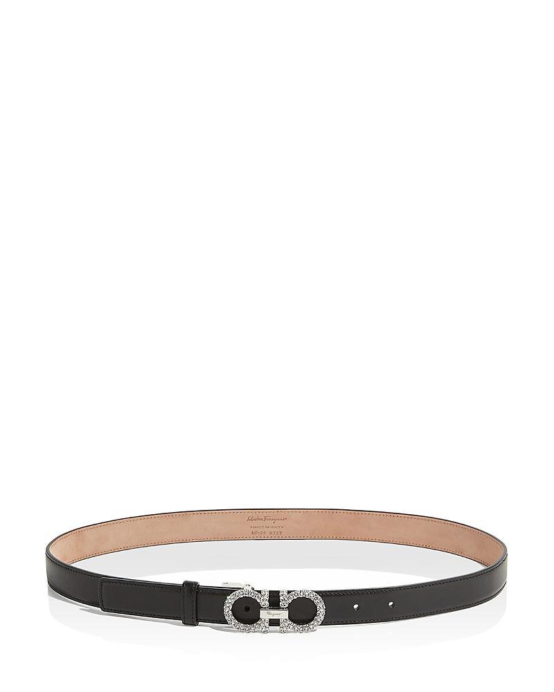 Strass Gancini-Buckle Leather Belt Product Image