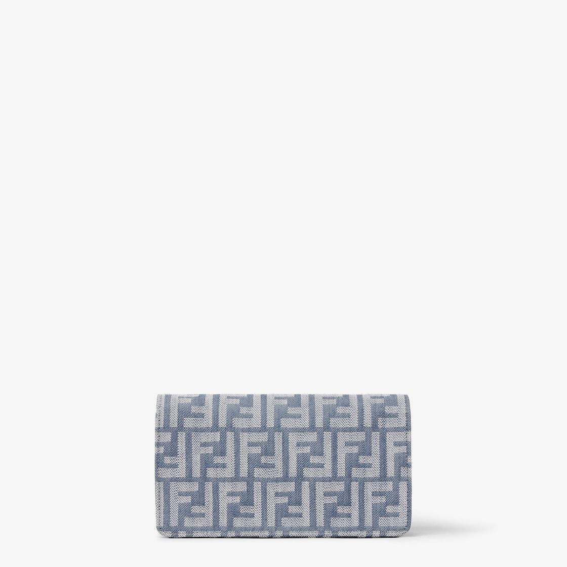 Wallet On Chain BaguetteBlue denim-effect FF jacquard wallet Product Image