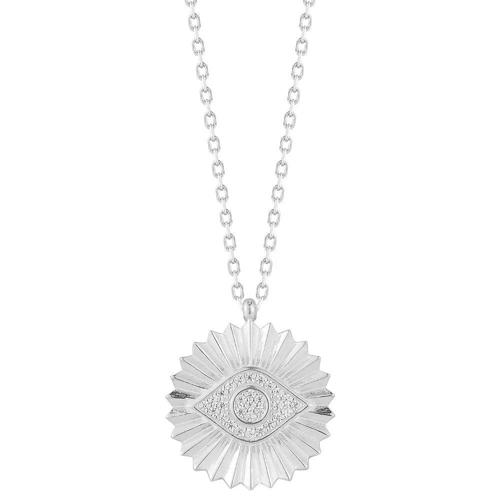Sunkissed Sterling Cubic Zirconia Eye Medallion Pendant Necklace, Women's, Size: 18", Silver Tone Product Image