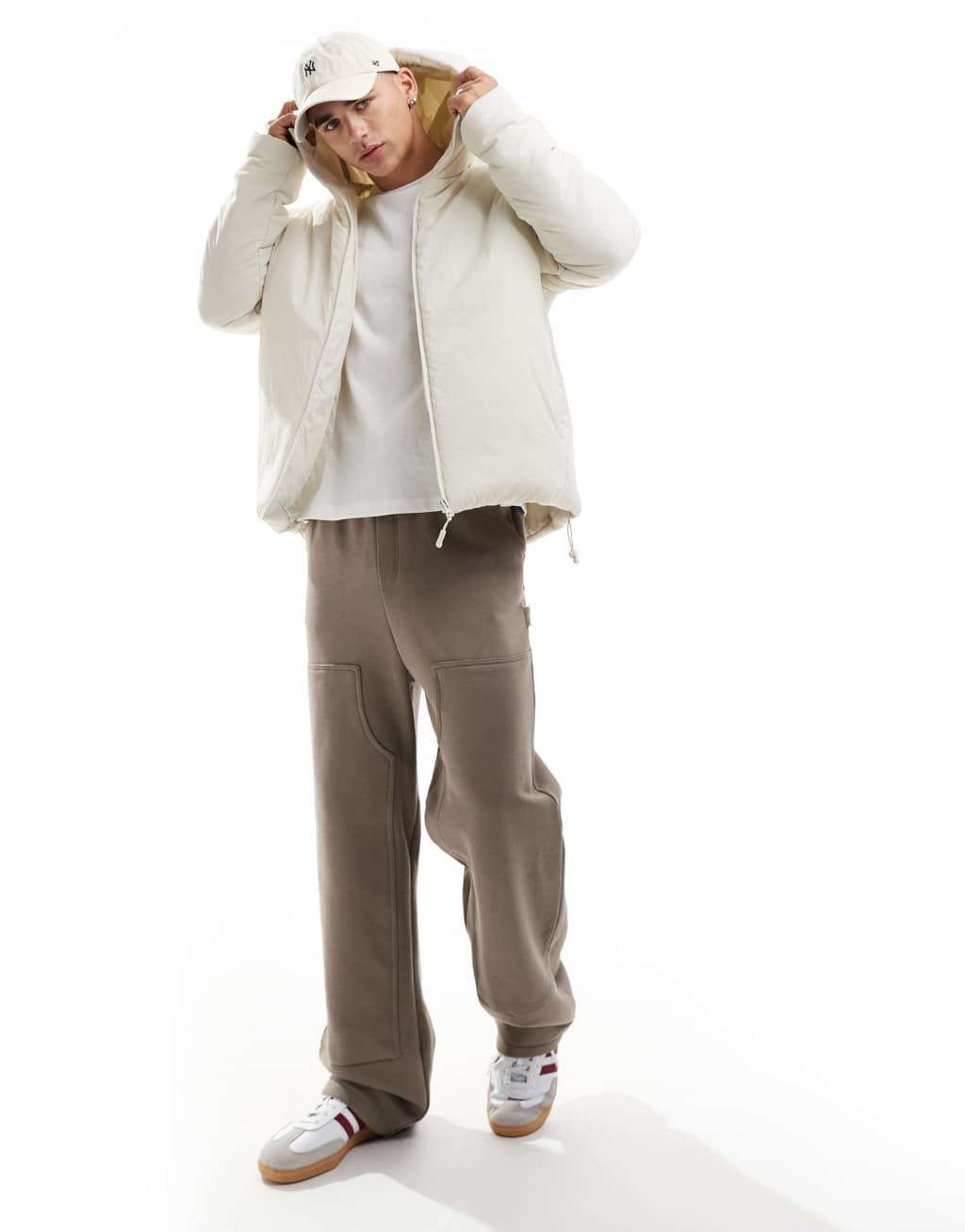 Brave Soul padded jacket with hood in stone Product Image