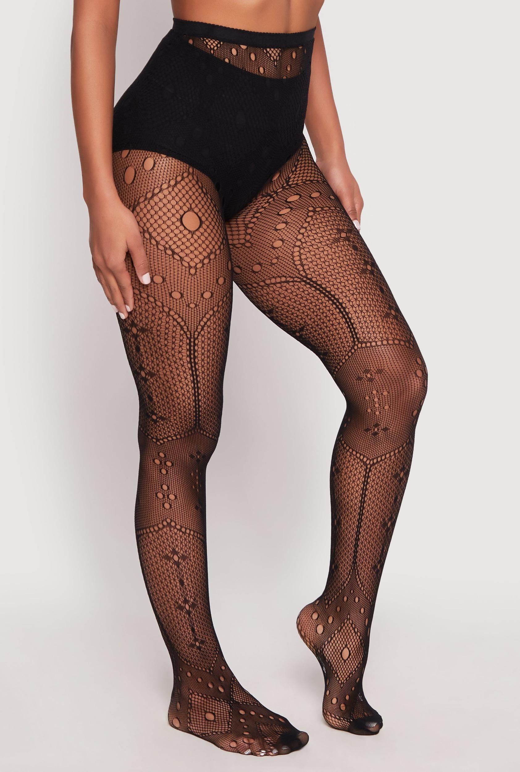 Fishnet Patterned High Waist Tights Female Product Image