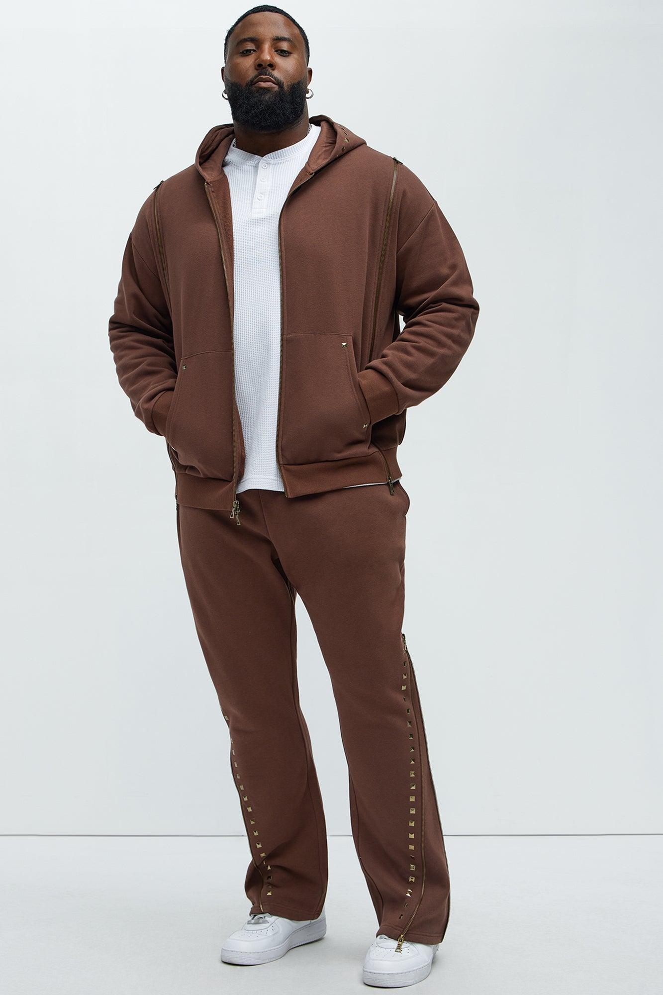 Tyson Sleaze Studded Skinny Flare Sweatpants - Brown Product Image