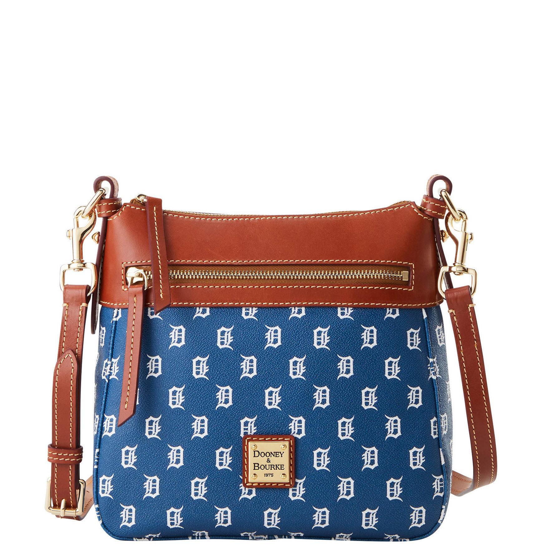 Dooney & Bourke Womens MLB Tigers Coated Cotton Crossbody 25 Bag in Navy Product Image