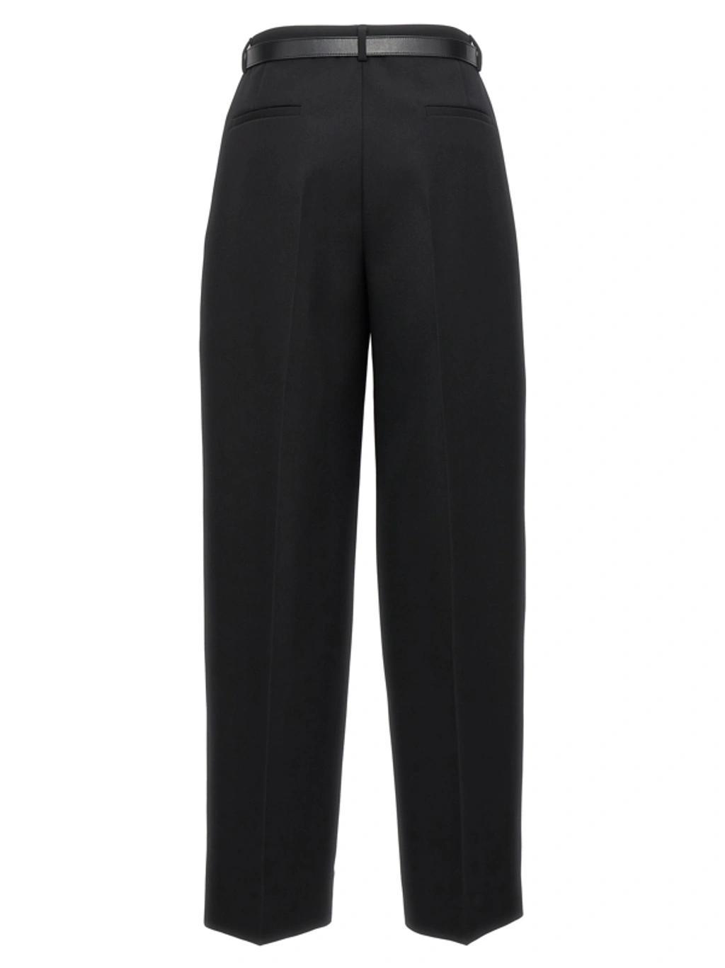 JIL SANDER Wide-leg Mid-rise Cotton-blend Trousers In Black Product Image
