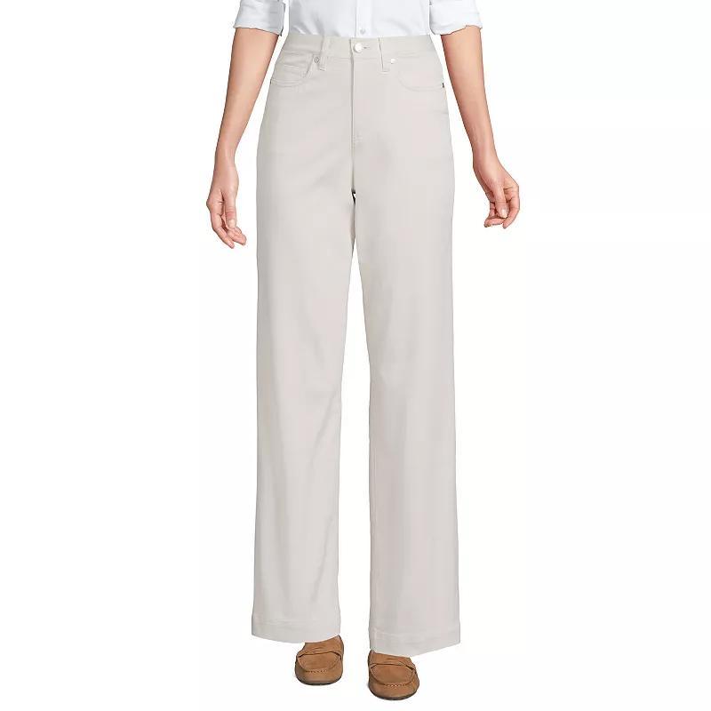 Women's Lands End High-Rise Wide Leg Chino Pants, Size: 14, White Product Image