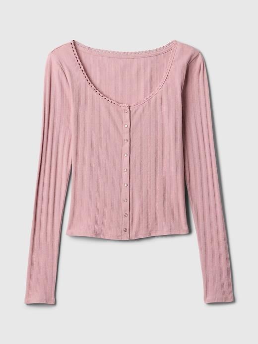 Cropped Pointelle Cardigan Product Image