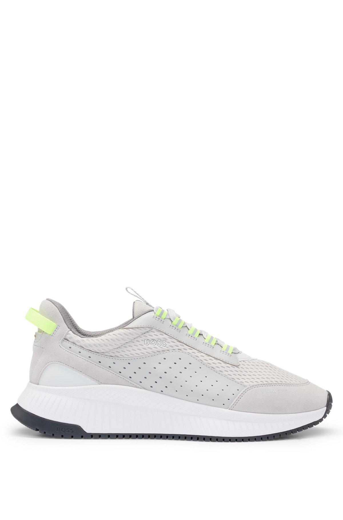 TTNM EVO suede, leather and mesh trainers with ribbed sole Product Image