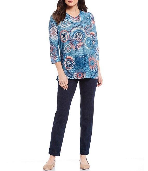 Slimsation® by Multiples Mid Rise Flat Front Pull-On Ankle Jeans Product Image