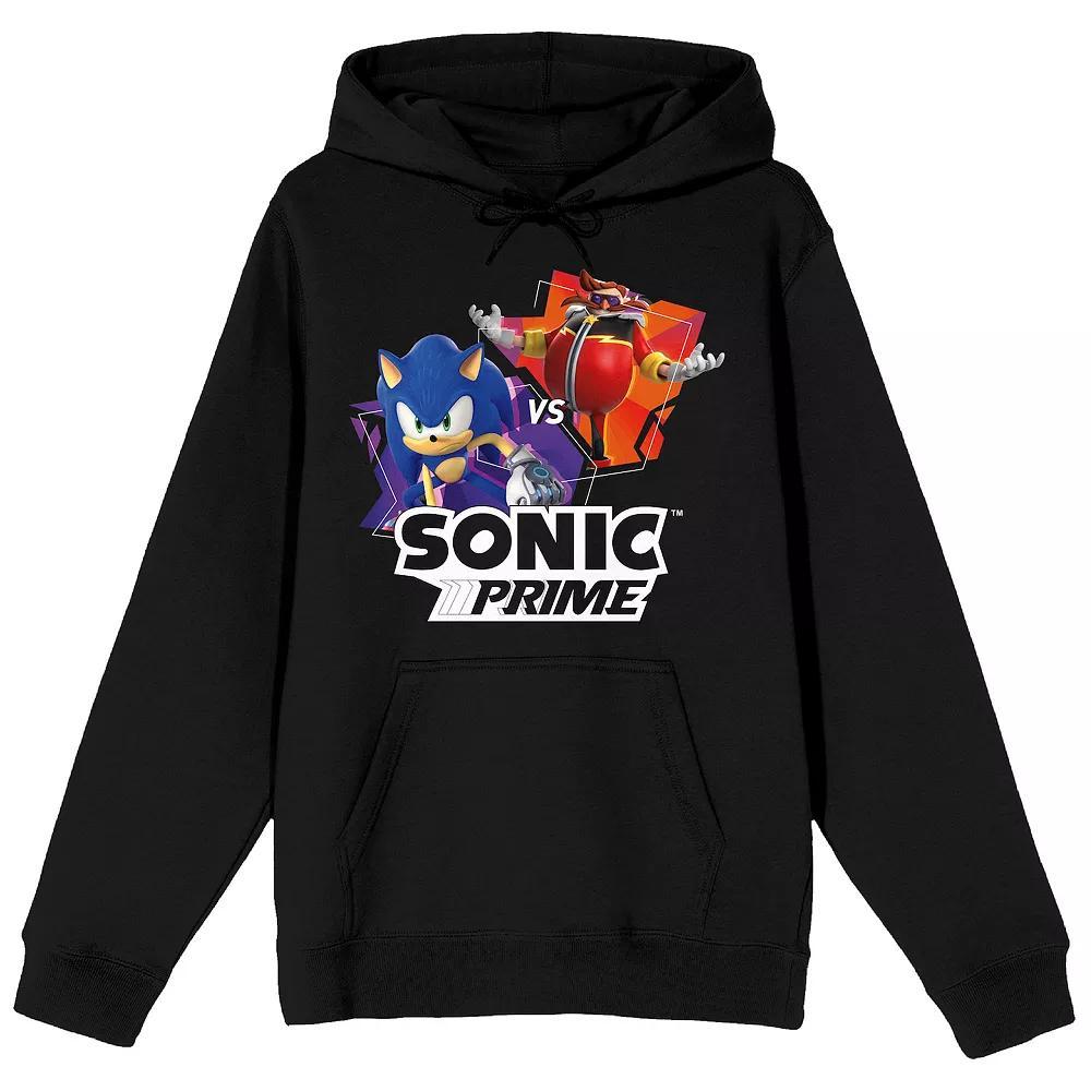 Men's Sonic Prime Sonic Vs Eggman Graphic Hoodie, Size: XXL, Black Product Image