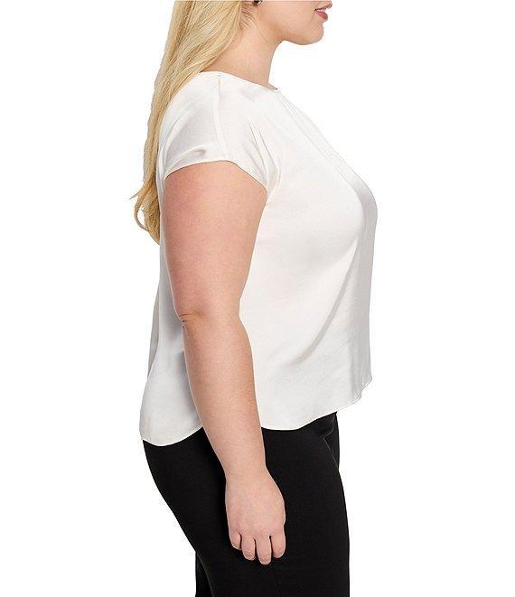 NIC + ZOE Plus Woven Day Gloss Boat Neck Short Dolman Sleeve Top Product Image