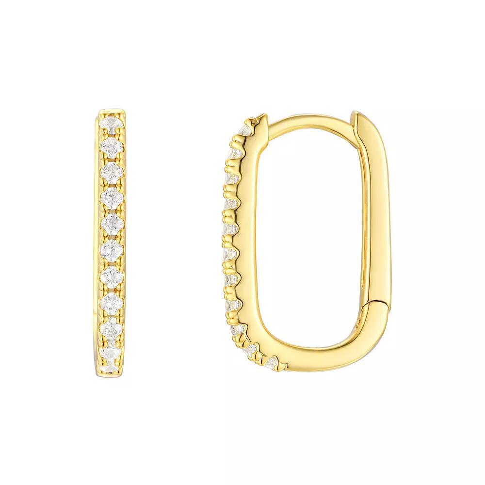 Taylor Grace 14k Gold Plated Cubic Zirconia Oval Hoop Earrings, Women's, Gold Tone Product Image