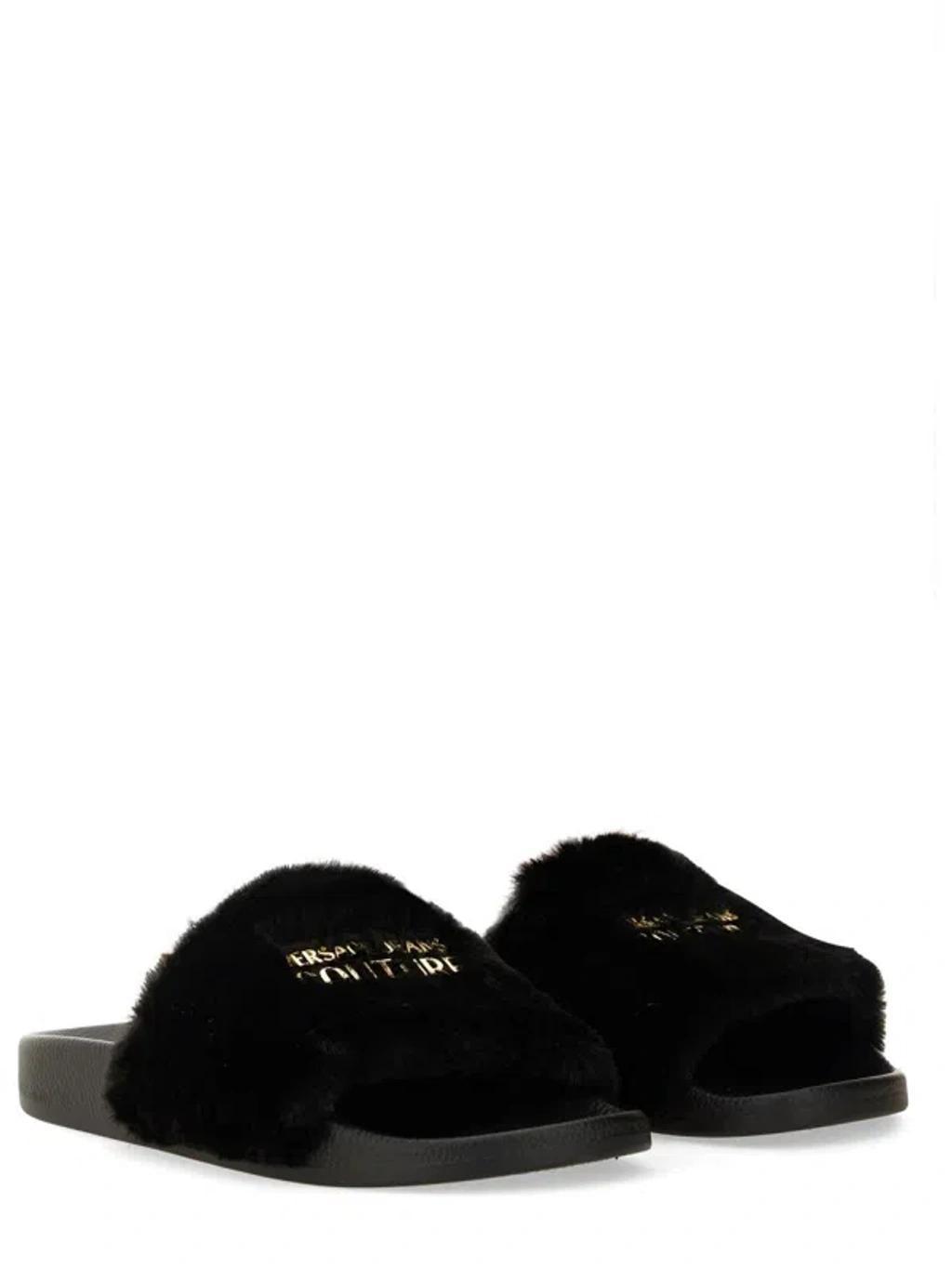 VERSACE JEANS COUTURE Black Shelly Slides Product Image
