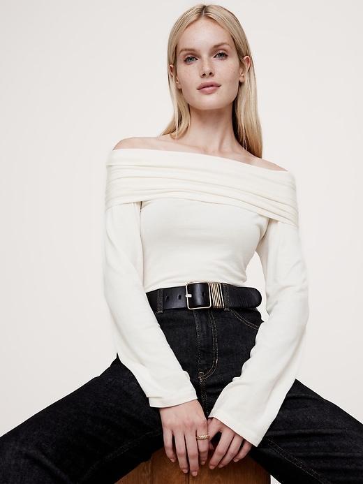 Luxe Wool-Blend Off-Shoulder Top Product Image