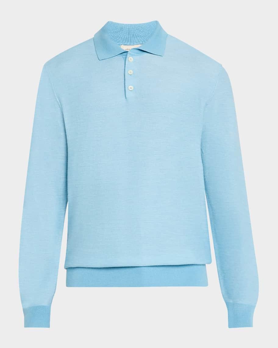 Mens Contrast-Trim Polo Sweater Product Image