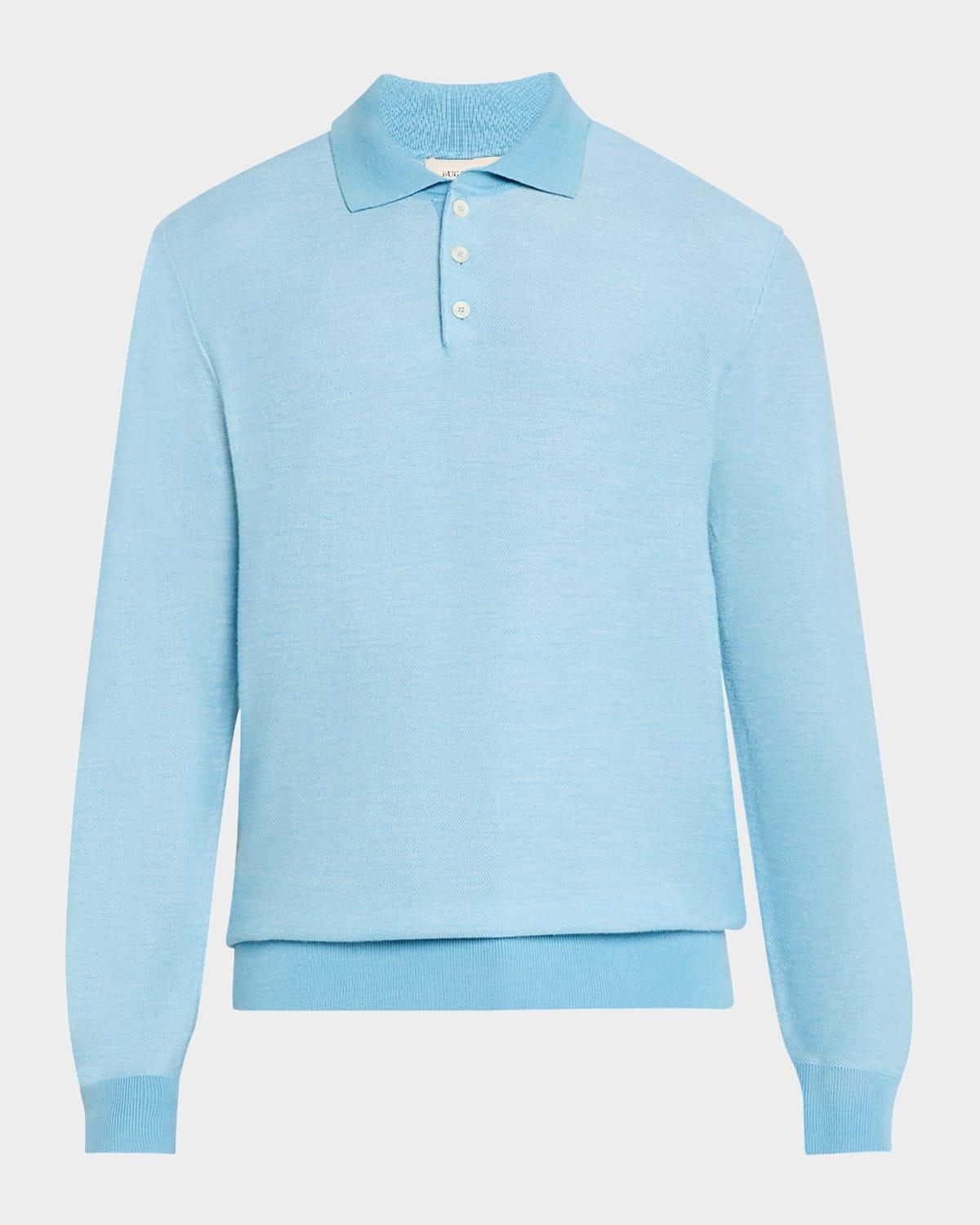 Mens Contrast-Trim Polo Sweater Product Image