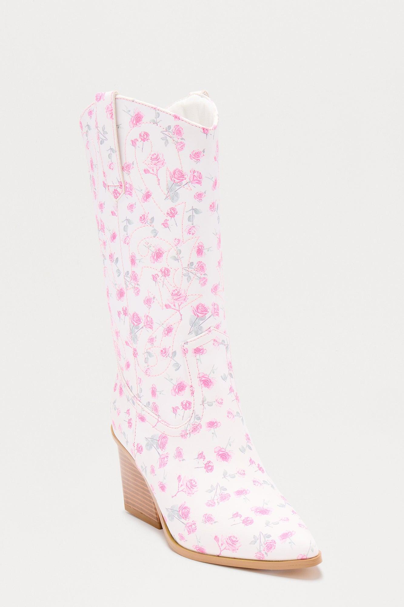 Dayla Floral Cowboy Boots - White Female Product Image