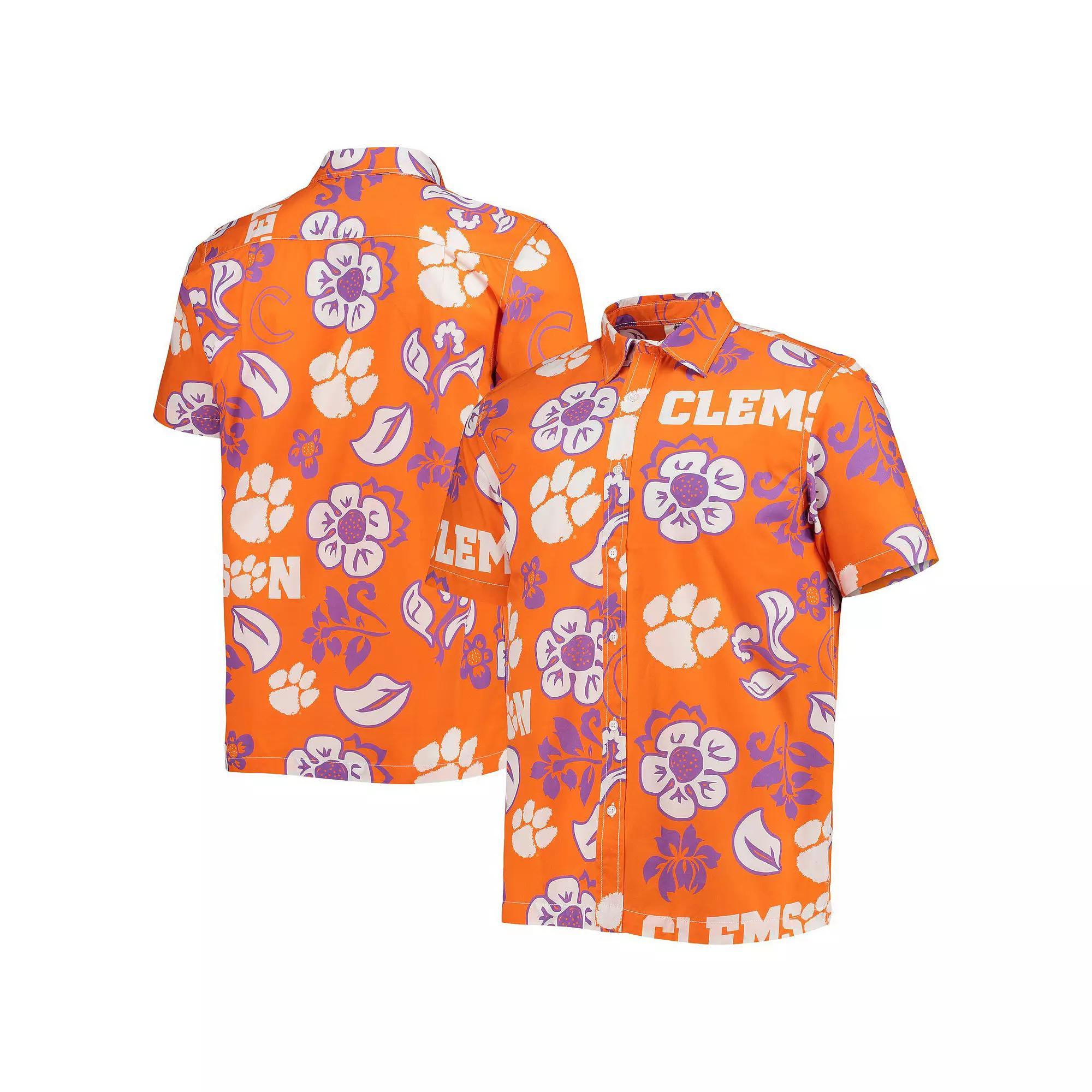 Men's Wes & Willy Orange Clemson Tigers Floral Button-Up Shirt, Size: 2XL Product Image