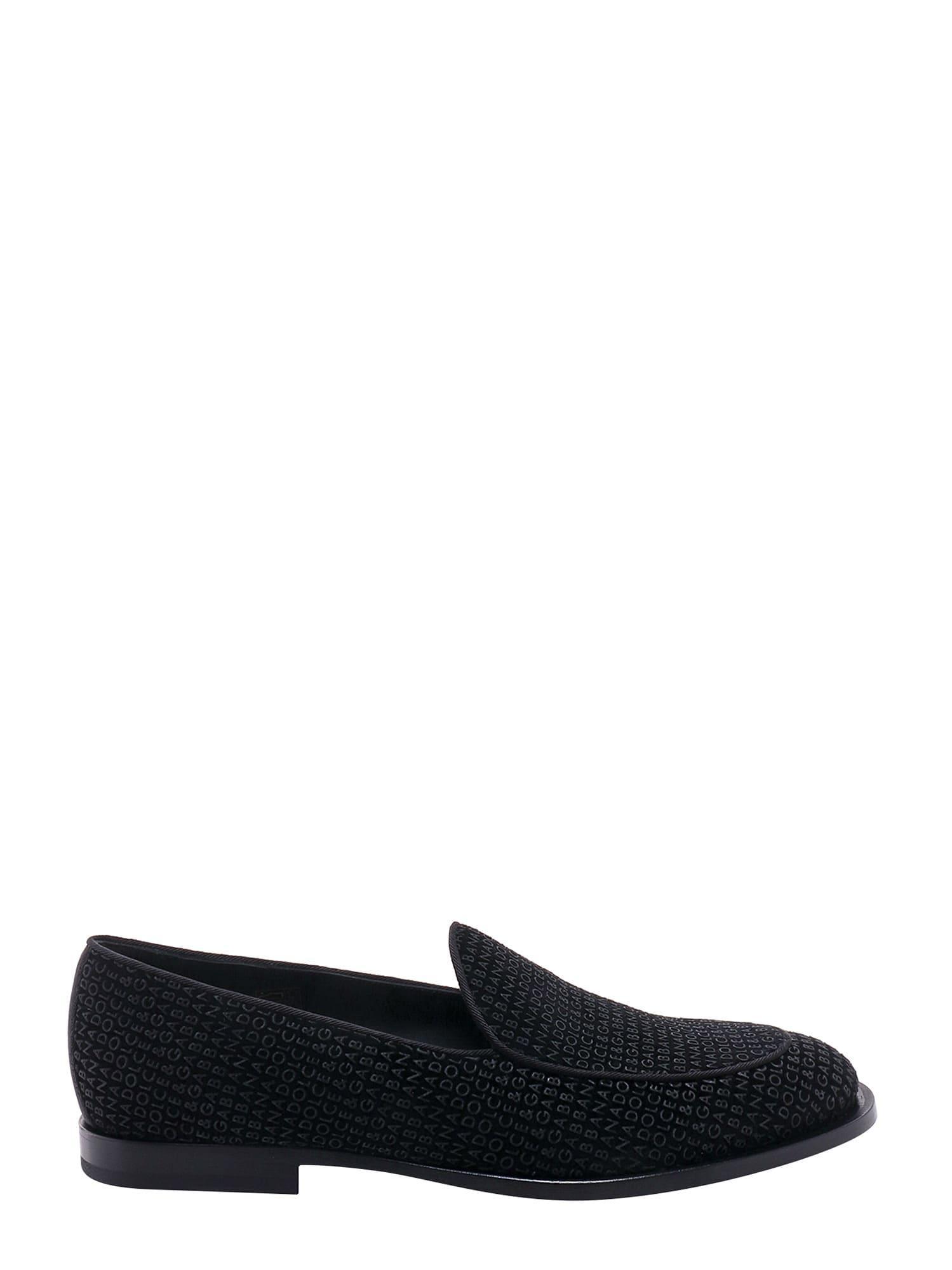 DOLCE & GABBANA Logo-print Leather Slippers In Black Product Image