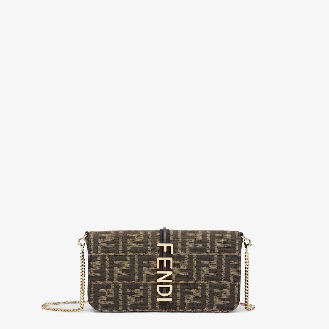 Fendigraphy Wallet On ChainBrown FF fabric wallet Product Image