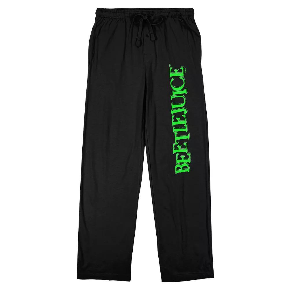 Men's Beetlejuice Neon Logo Pajama Pants, Size: Medium, Black Product Image