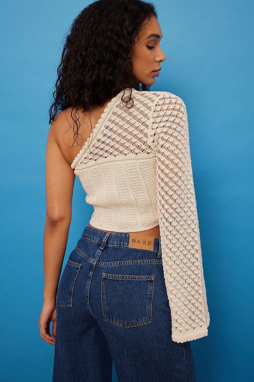 Pattern Knitted One Shoulder Top Product Image
