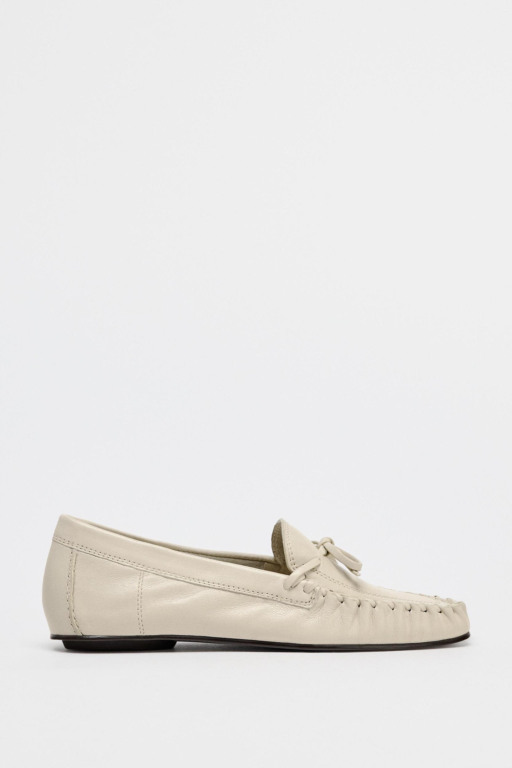 GATHERED SOFT LEATHER LOAFERS Product Image