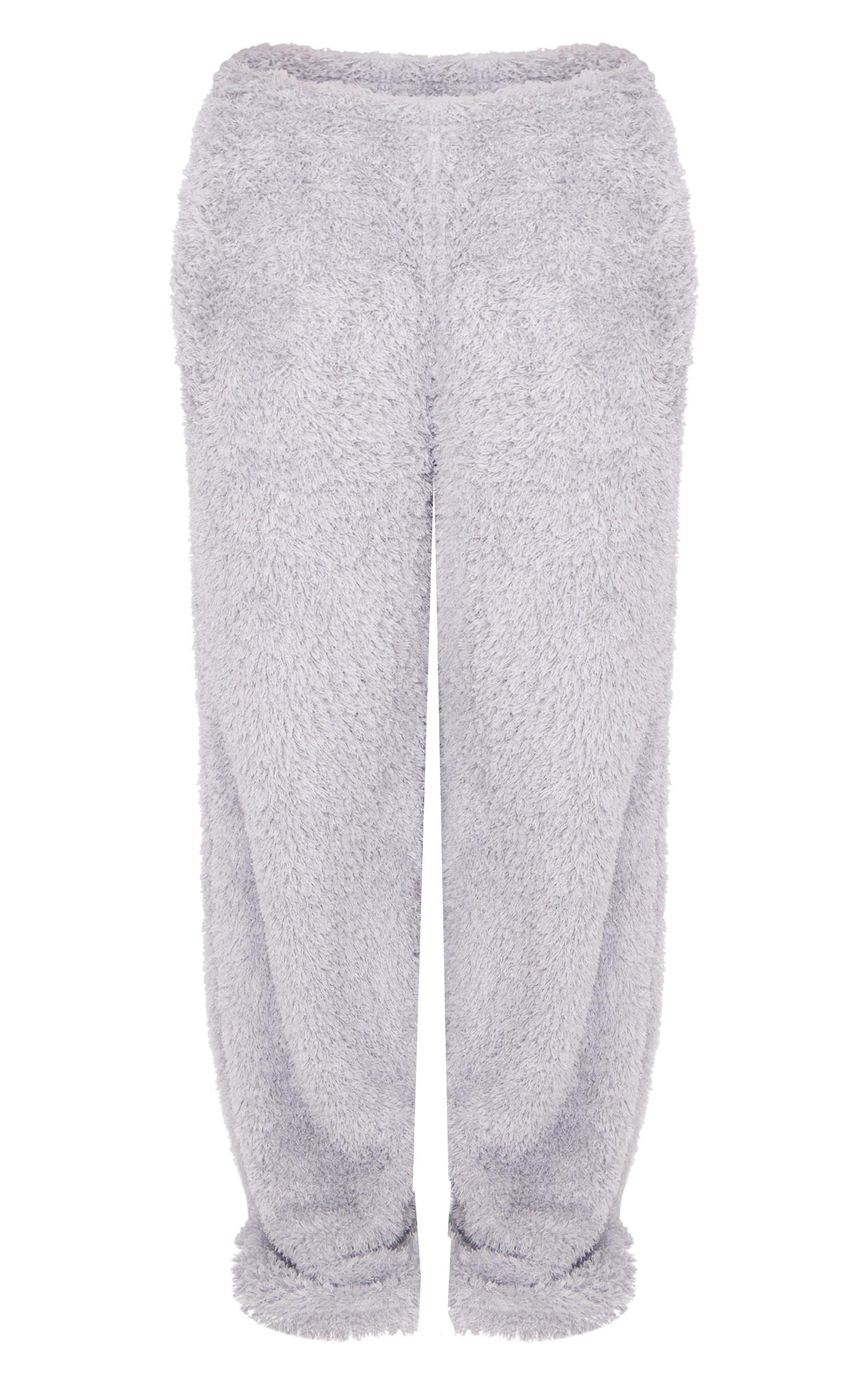 Grey Cosy Fleece Wide Leg PJ Pants Product Image