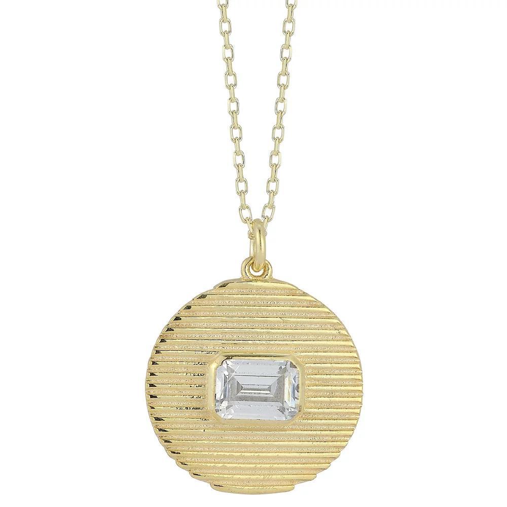 Sunkissed Sterling Cubic Zirconia Circle Pendant Necklace, Women's, Size: 18", Gold Tone Product Image