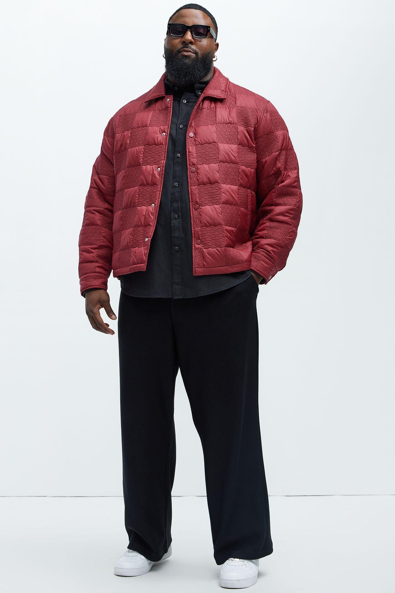 Laurel Checker Quilt Jacket - Burgundy Product Image
