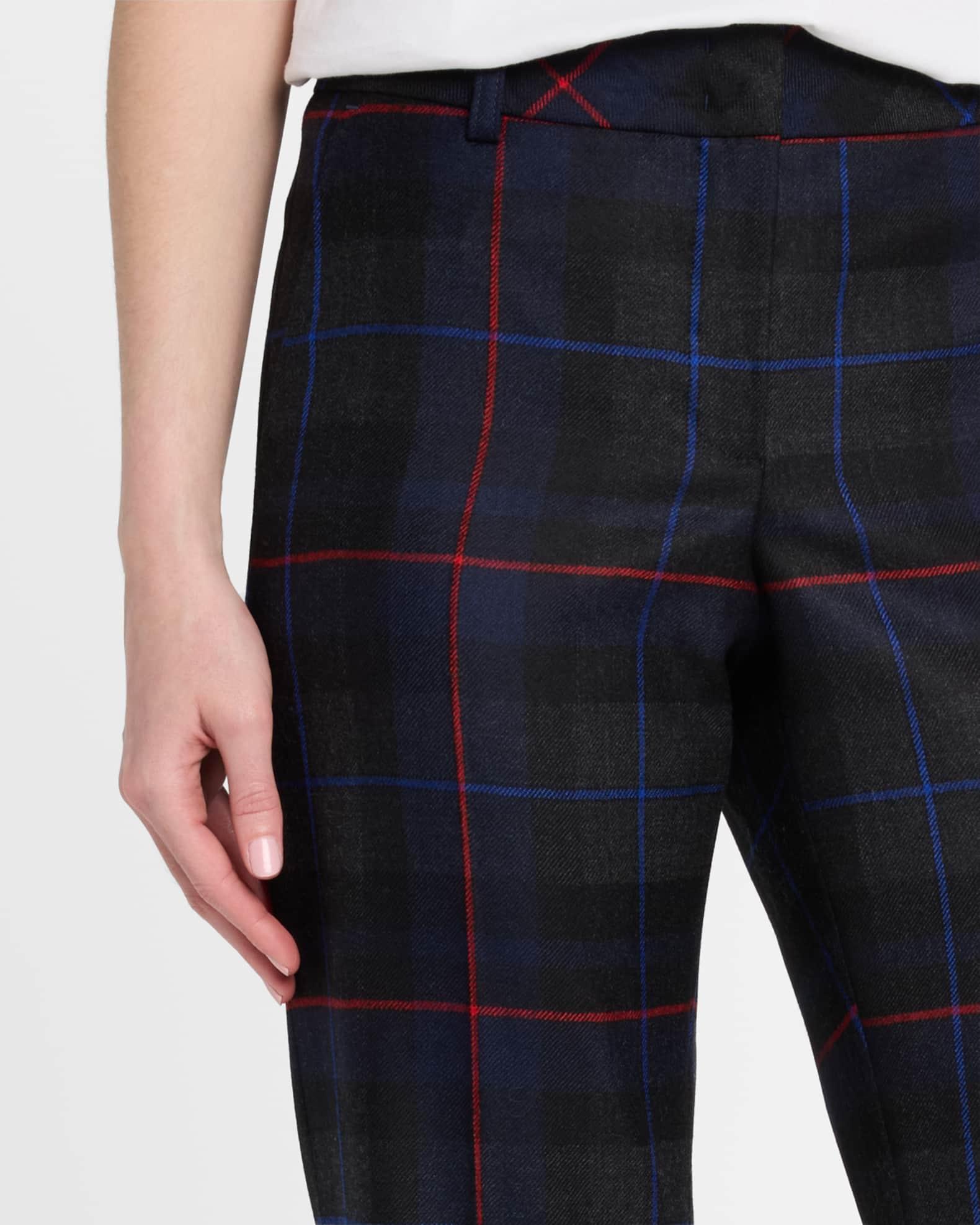 Plaid Wool Wide-Leg Pants Product Image