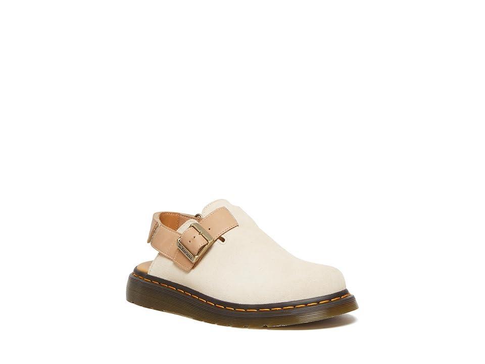DR. MARTENS' Jorge Ii Suede And Leather Mules With Straps In Parchment Beige Product Image
