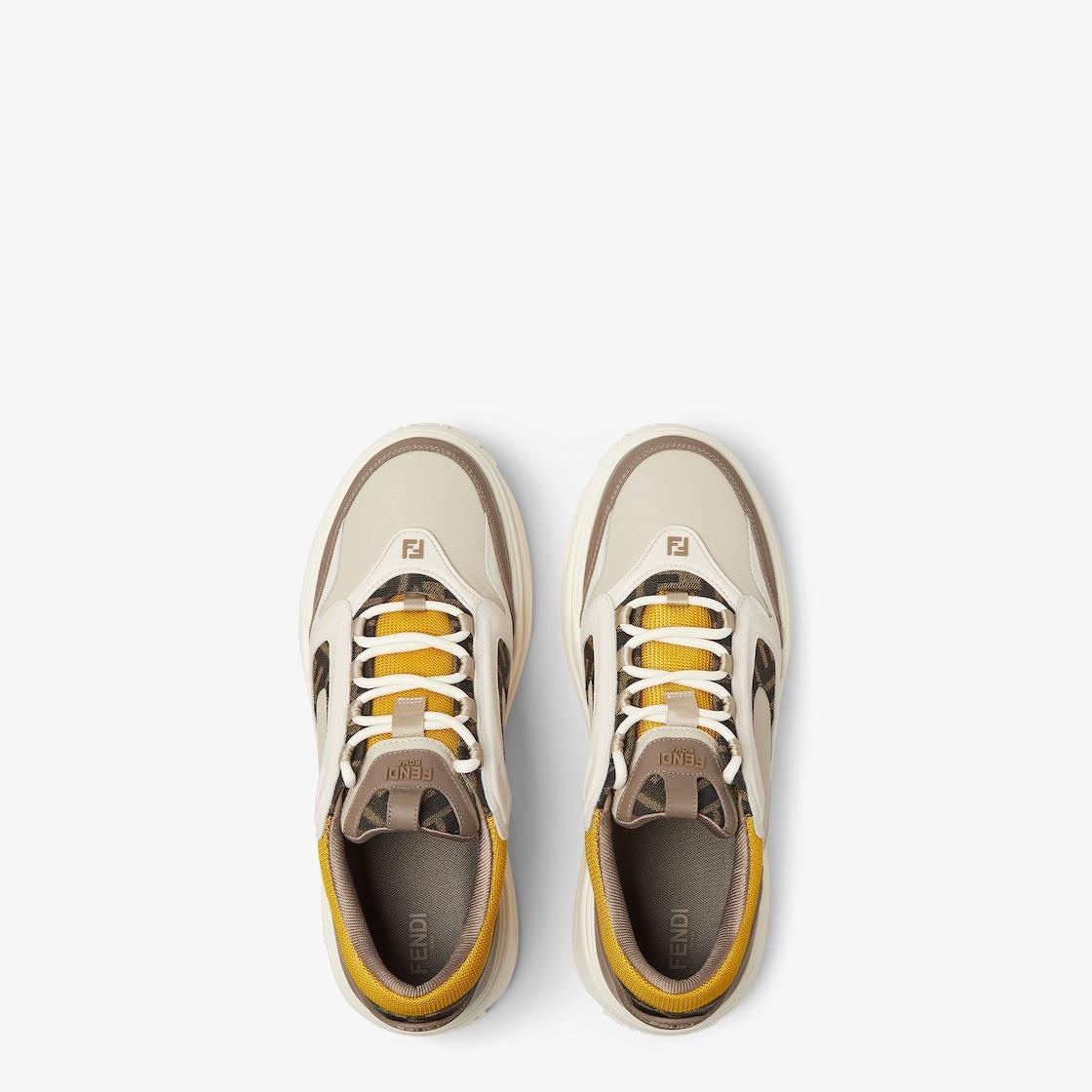 Fendi Force sneakersWhite, brown and yellow leather low-tops Product Image