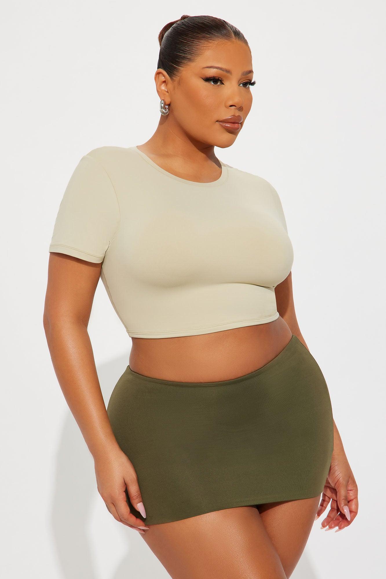 Second Skin Double Lined Super Cropped Tee - Stone Female Product Image
