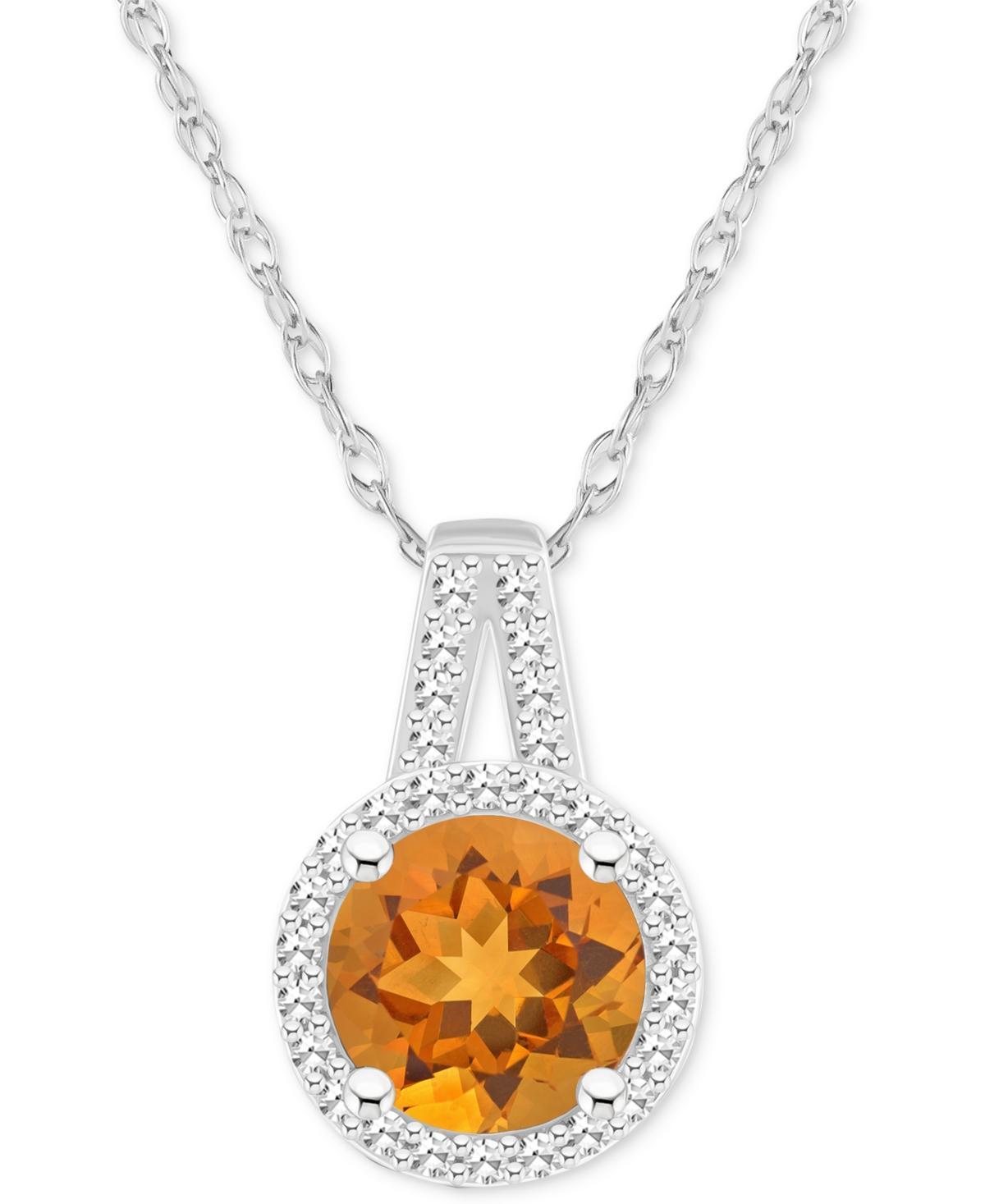 Celebration Gems Sterling Silver 7 mm Round Gemstone & 1/8 Carat T.W. Diamond Halo Pendant Necklace, Women's, Size: 18", Blue Topaz Product Image