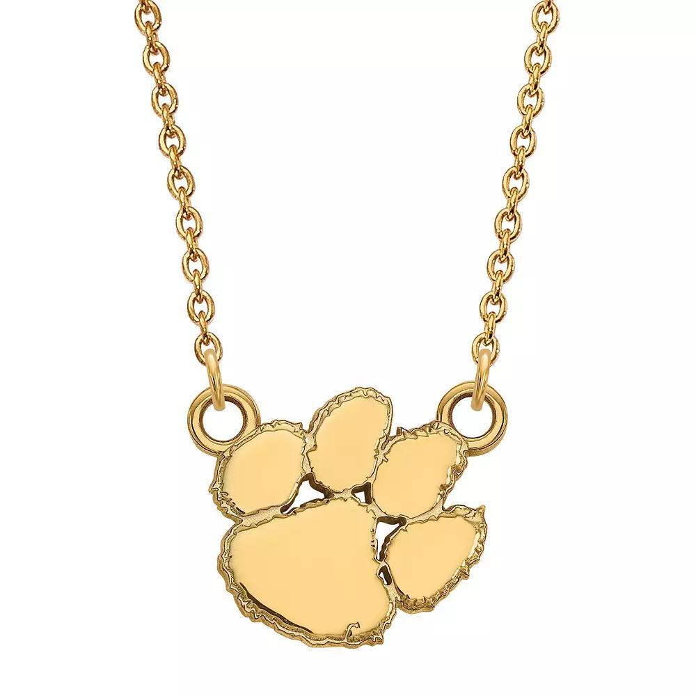 LogoArt Sterling Silver 14k Gold Plated Clemson Tigers Small Paw Necklace, Women's, Size: 18 mm Product Image
