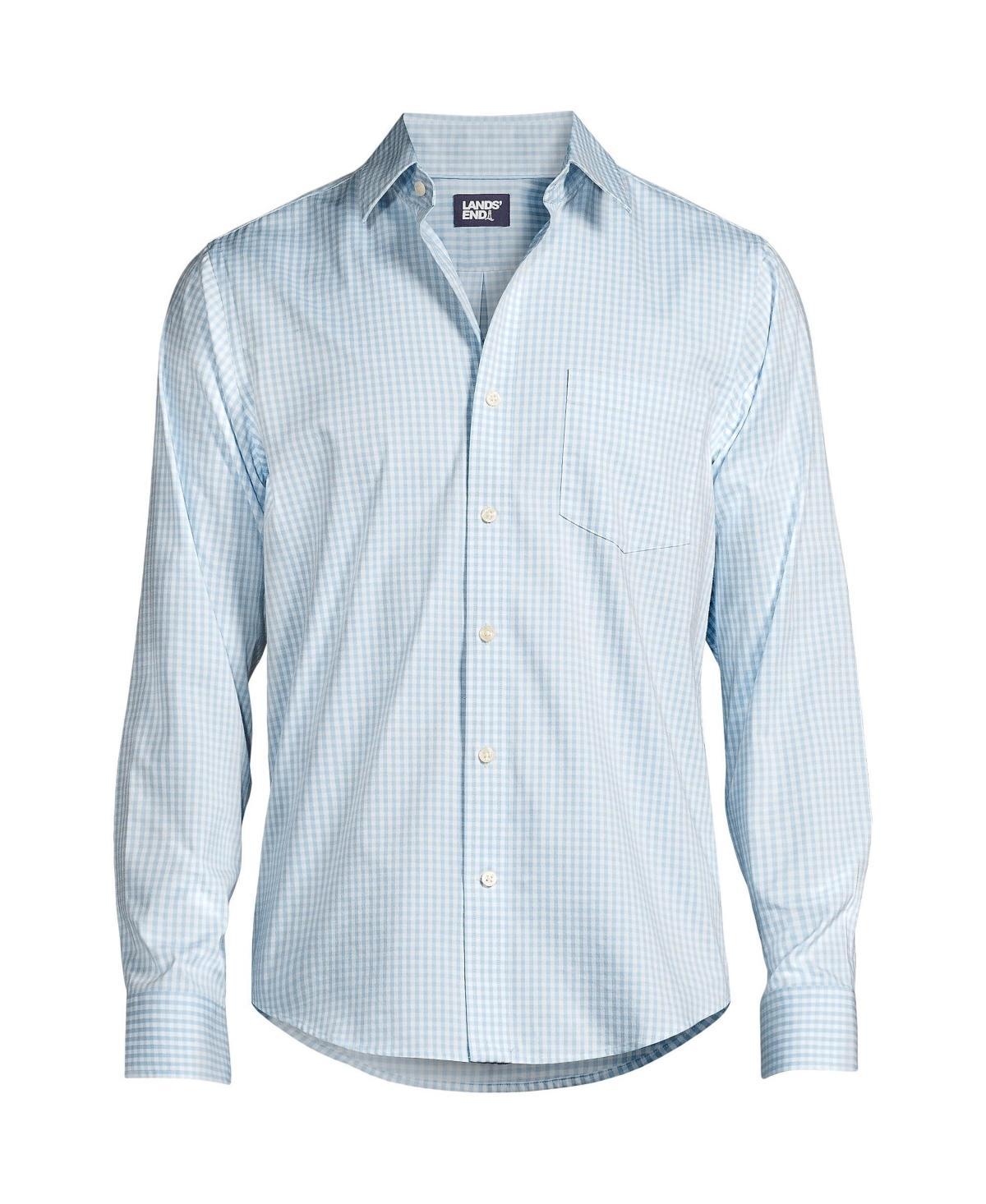 Men's Lands' End Traditional Fit Travel Button-Down Shirt, Size: XXL, Blue Fine Stripe Product Image
