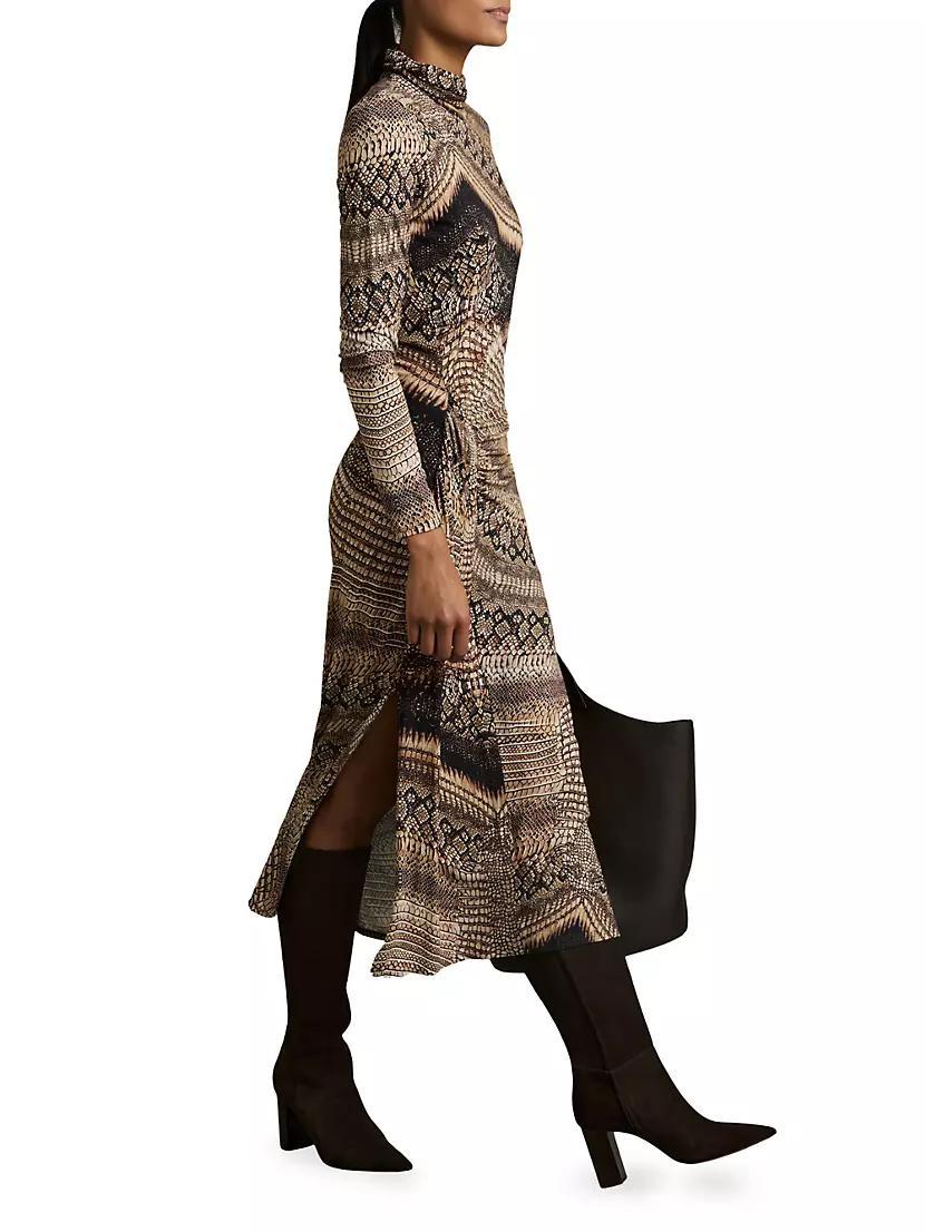 Naomi Snake Print Turtleneck Midi-Dress Product Image