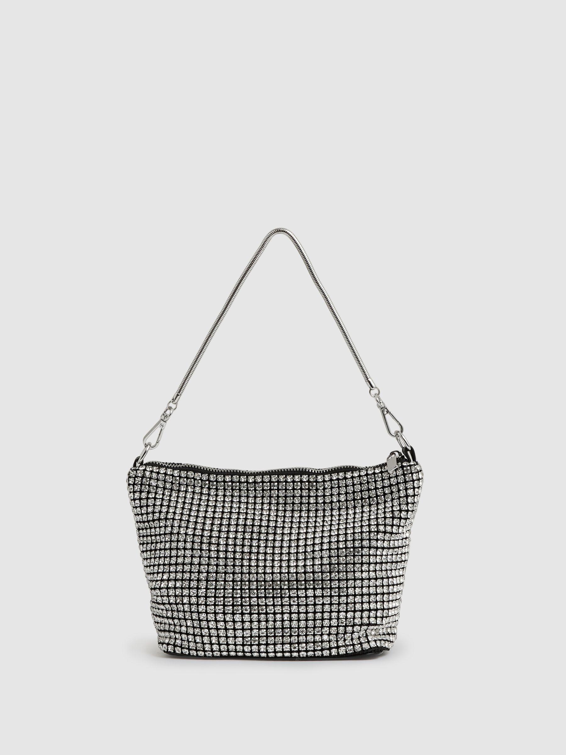 Crystal Bracelet Pouch Bag in Silver Product Image